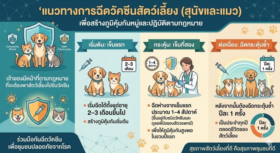 ???? ประชาสัมพันธ์แนวทางการฉีดวัคซีนป้องกันโรคพิษสุนัขบ้าในสัตว์เลี้ยง (สุนัขและแมว)